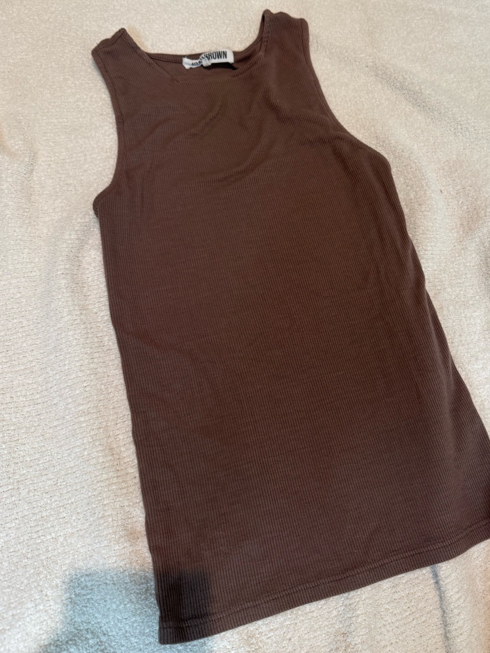 Joah Brown Ribbed Tank Top in Brown